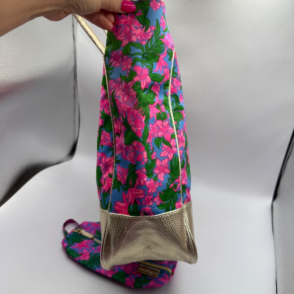 Lilly Pulitzer Women's Art Tote Bag Cerise Pink Safari Sunset Floral Print Set - Picture 6 of 11